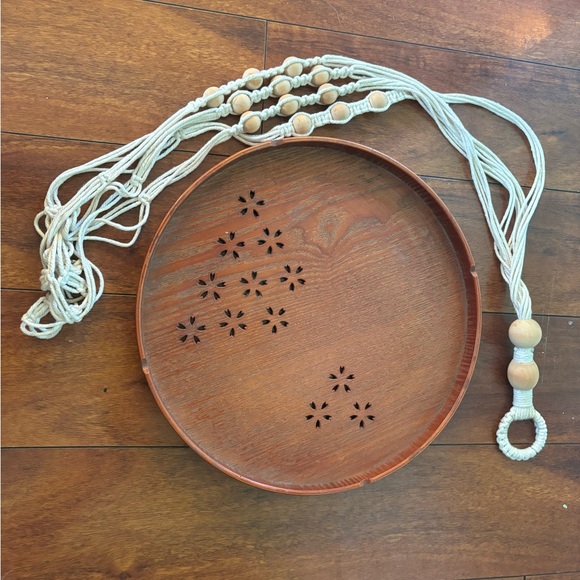 Other - Wooden Hanging Tray with Macrame